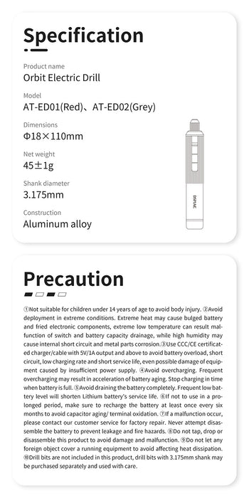 AT-ED02 Orbit Electric Drill - Grey