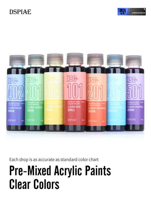 DSPIAE Water Based Pre-Mixed Clear Color Paint 50ML