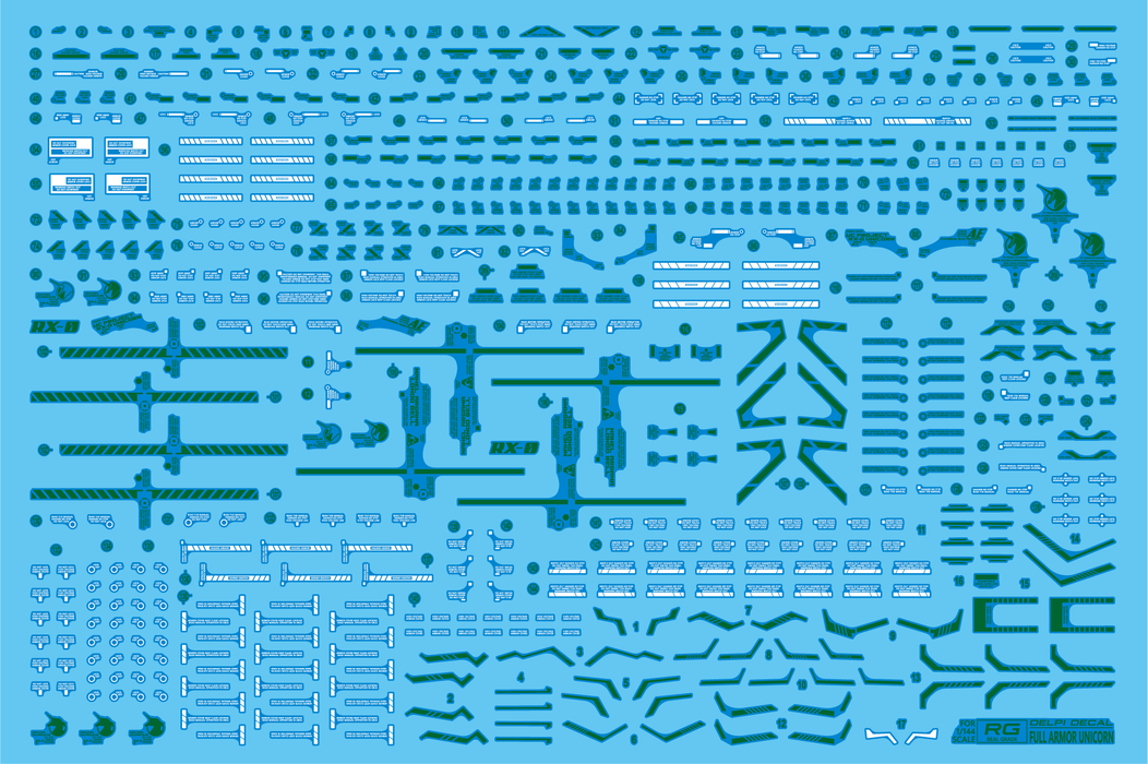 RG Full Armor Unicorn [ Last Battle ver ] (Green) WATER DECAL