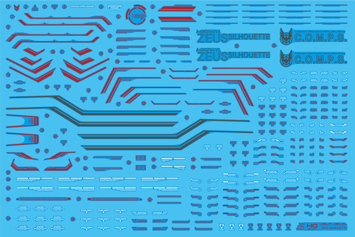 HG ZEUS SILHOUETTE WATER DECAL — Ani Mecha