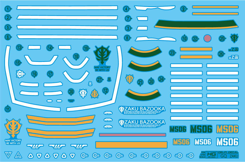 HG Zaku (GQ) WATER DECAL