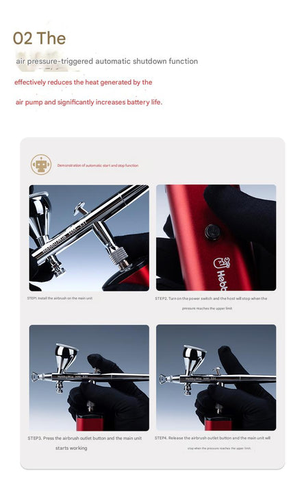 PT-AB Wash-Free Airbrush + Hobby MIO HM-02 Pro Set