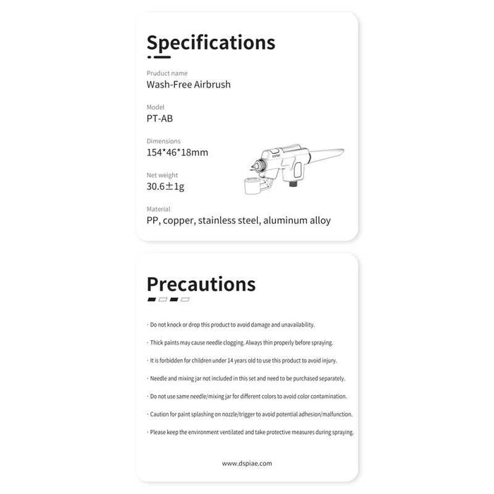 PT-AB Wash-Free Airbrush + Hobby MIO HM-02 Pro Set