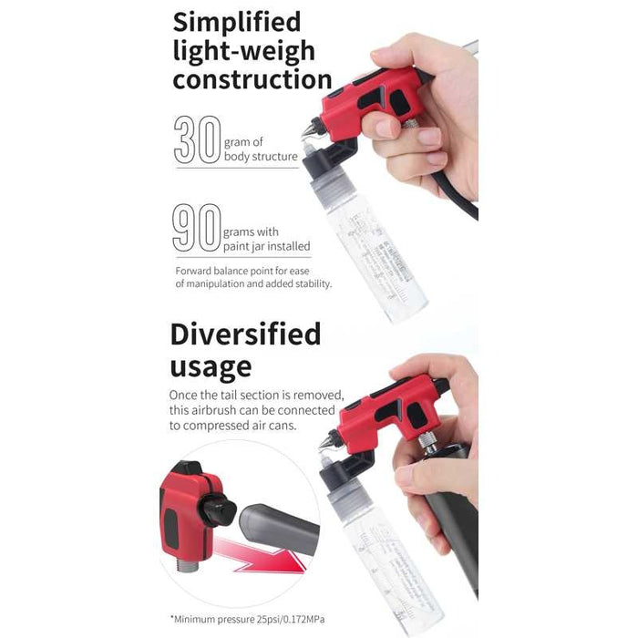 PT-AB Wash-Free Airbrush + Hobby MIO HM-02 Pro Set
