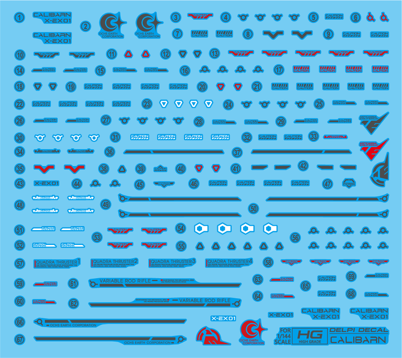 HG CALIBARN Gundam (HOLO) WATER DECAL