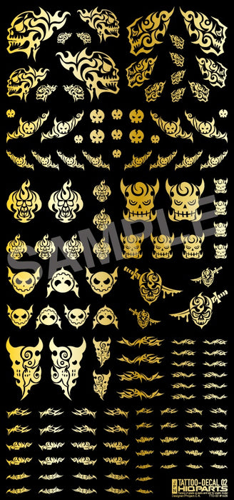 1/12 Tattoo Decal 02 Skull Tattoo Gold Water Decals