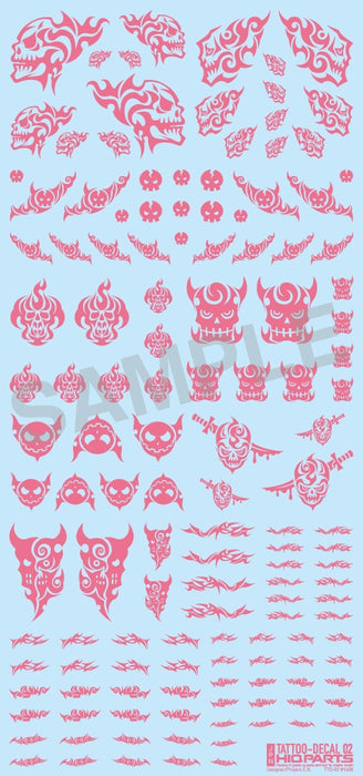 1/12 Tattoo Decal 02 Skull Tattoo Pink Water Decals