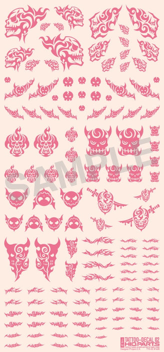 1/12 Tattoo Decal 02 Skull Tattoo Pink Water Decals