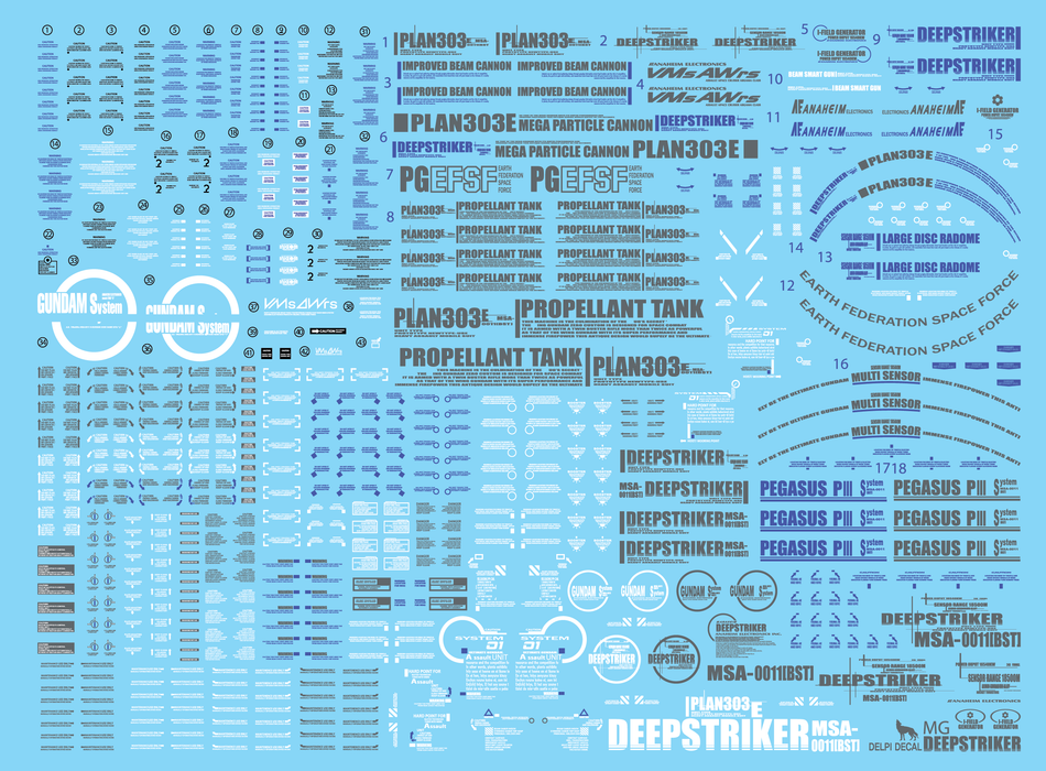 MG PLAN303E DEEP STRIKER WATER DECAL (BLUE)