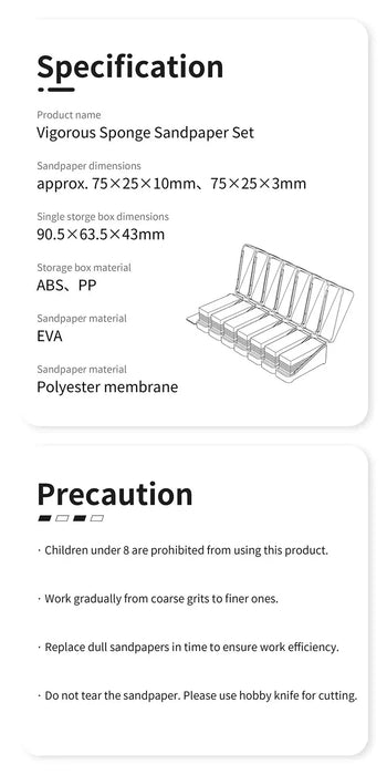 XSS-S01 Sanding Sponge Set (#400 #600 #800 #1000 #1200 #1500 #2000)